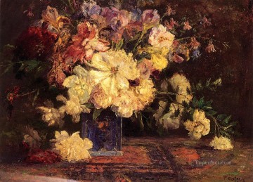 Naturaleza muerta clásica Painting - Naturaleza muerta con peonías Flor impresionista Theodore Clement Steele